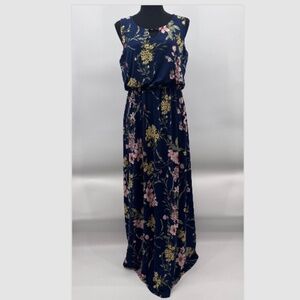 Naif Dress Women Medium Blue Floral Maxi Sleeveless Boho Blossomcore Cottagcore